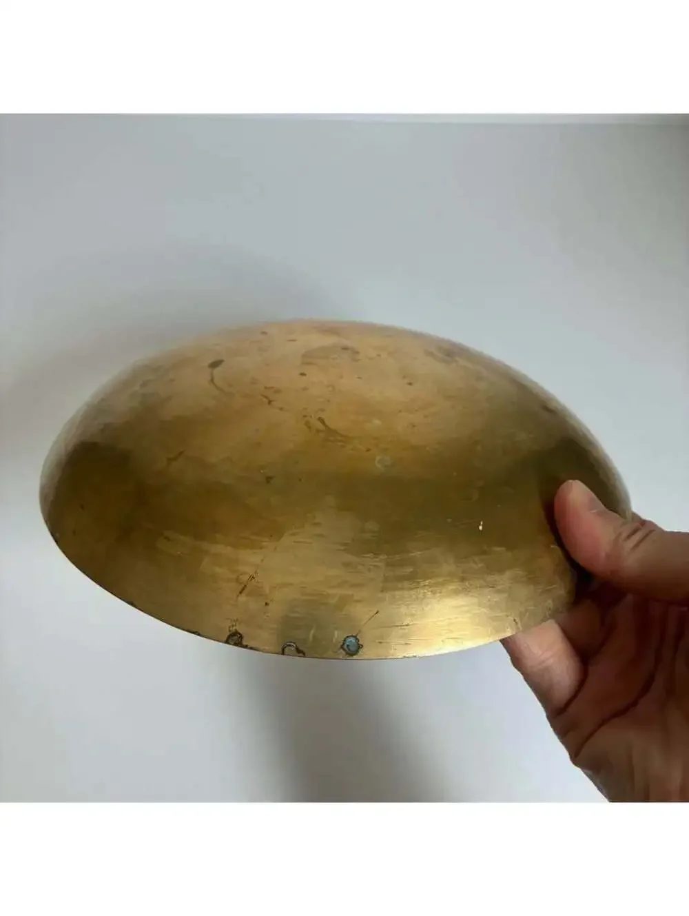 Vintage Chinese Hand Engraved Brass Plate Dish Dragon Good Fortune Decor Tray